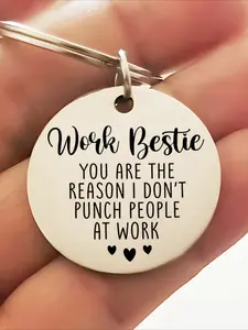 1 Stainless Steel "Work Buddy" Keychain, Stylish Keychain - Humorous Office Companion Thank-You Gift, Perfect for Colleague Birthdays, Christmas, Office Supplies, Birthday Present, Fun Accessory, Durable and Rust-Resistant, Friendship