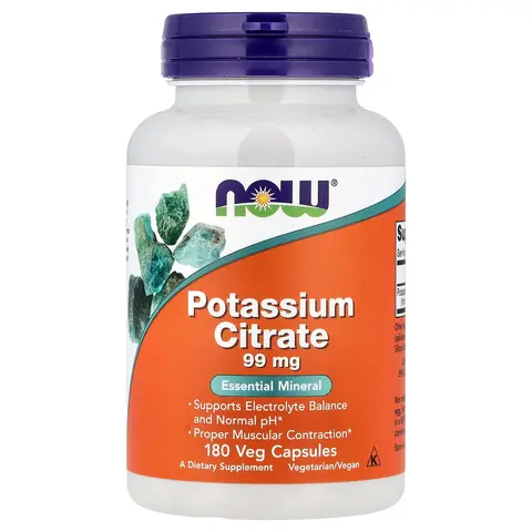 NOW Foods Potassium Citrate, 99 mg, 180 Veg Capsules