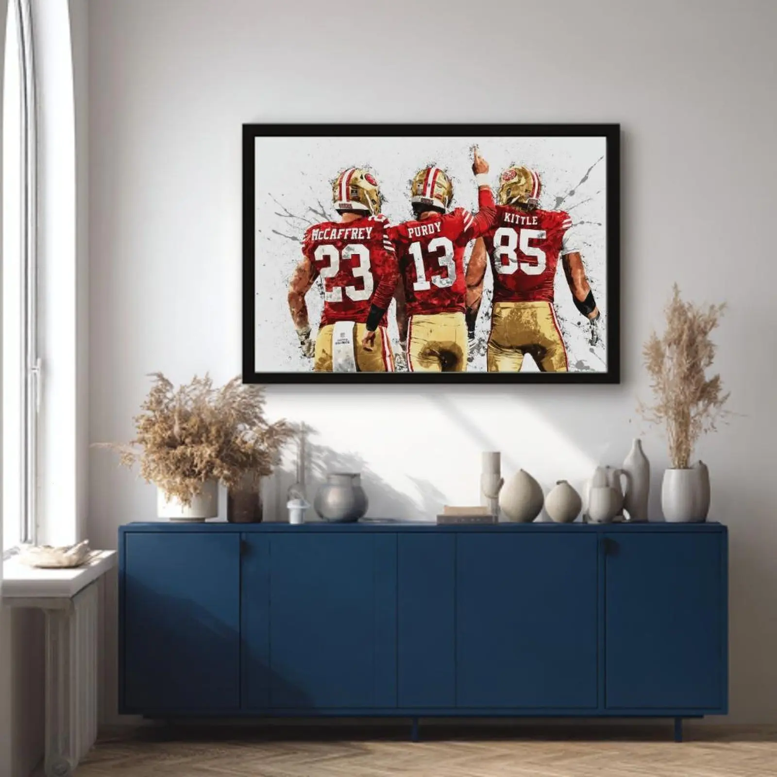 Christian McCaffrey Poster, Brock Purdy, George Kittle, San Francisco 49ers, Decor Wall Wrap, Wall Art Print, Decor, Man Cave Gift (UnFramed)