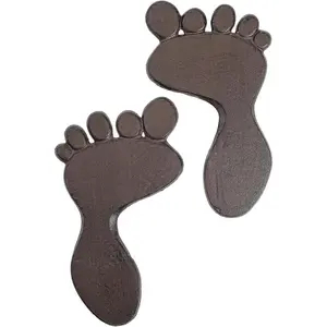 Cast Iron Footprint Garden Stepping Stones, Set of 2 Sturdy Metal Left & Right Stepping Mat for Front Door, Outdoor Decorative Paver Mat for Yard Lawn Walkway Landscaping