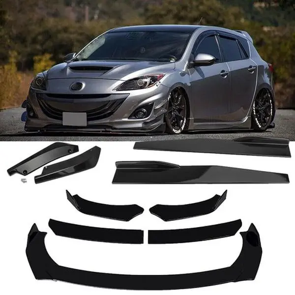 For 2004-21 Mazda 2 3 5 Front Bumper Lip Splitter Spoiler Side Skirt Body Kit For 2004-21 Mazda 2 3 5 Front Bumper Lip Splitter Spoiler Side Skirt Body Kit