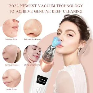 Super Convenient Blackhead Remover Pore Vacuum Facial Pore Cleaner with 5 Suction Power & 5 Probes USB Rechargeable Electric Acne Extractor Tool for Adults White