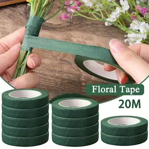 5 floral tapes for bouquet packaging, Green paper adhesive, for artificial flowers and plant stems, DIY crafts and layout floral tape 1062.99inch green tape Colored Crepe paper green tape flower rod tape tape tape flower tape