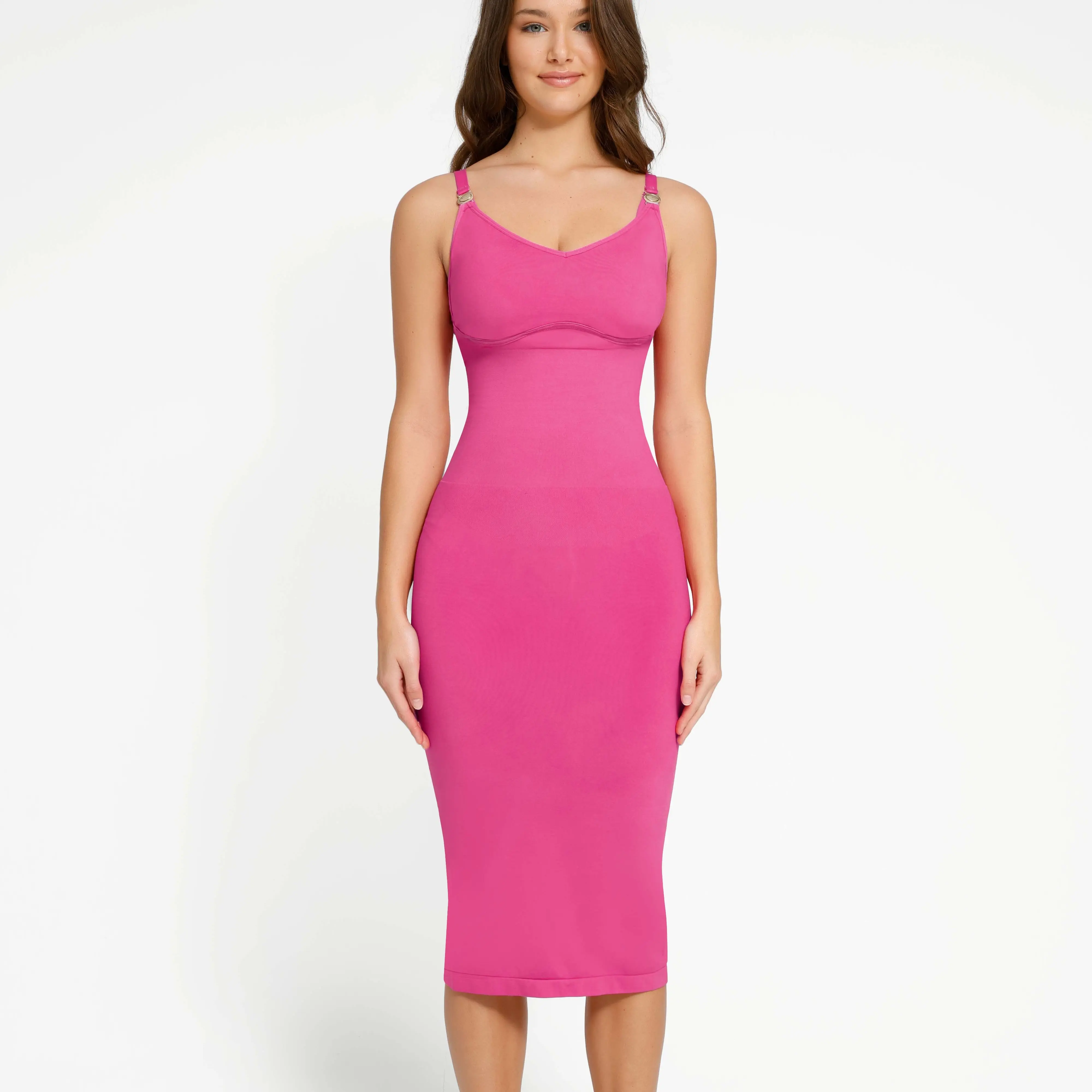 V-neck metal buckle shoulder strap-Pink