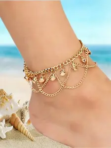 New Stylish Summer Beach Anklets for Women: Multi-Layer Ankle Chains, Layered Anklet, Beach Jewelry featuring Wave, Tassel, and Bell Accents—Bohemian-Style Tassel & Bell Anklets, Unique and Fashionable Colorful Beach Foot Accessories for Women.