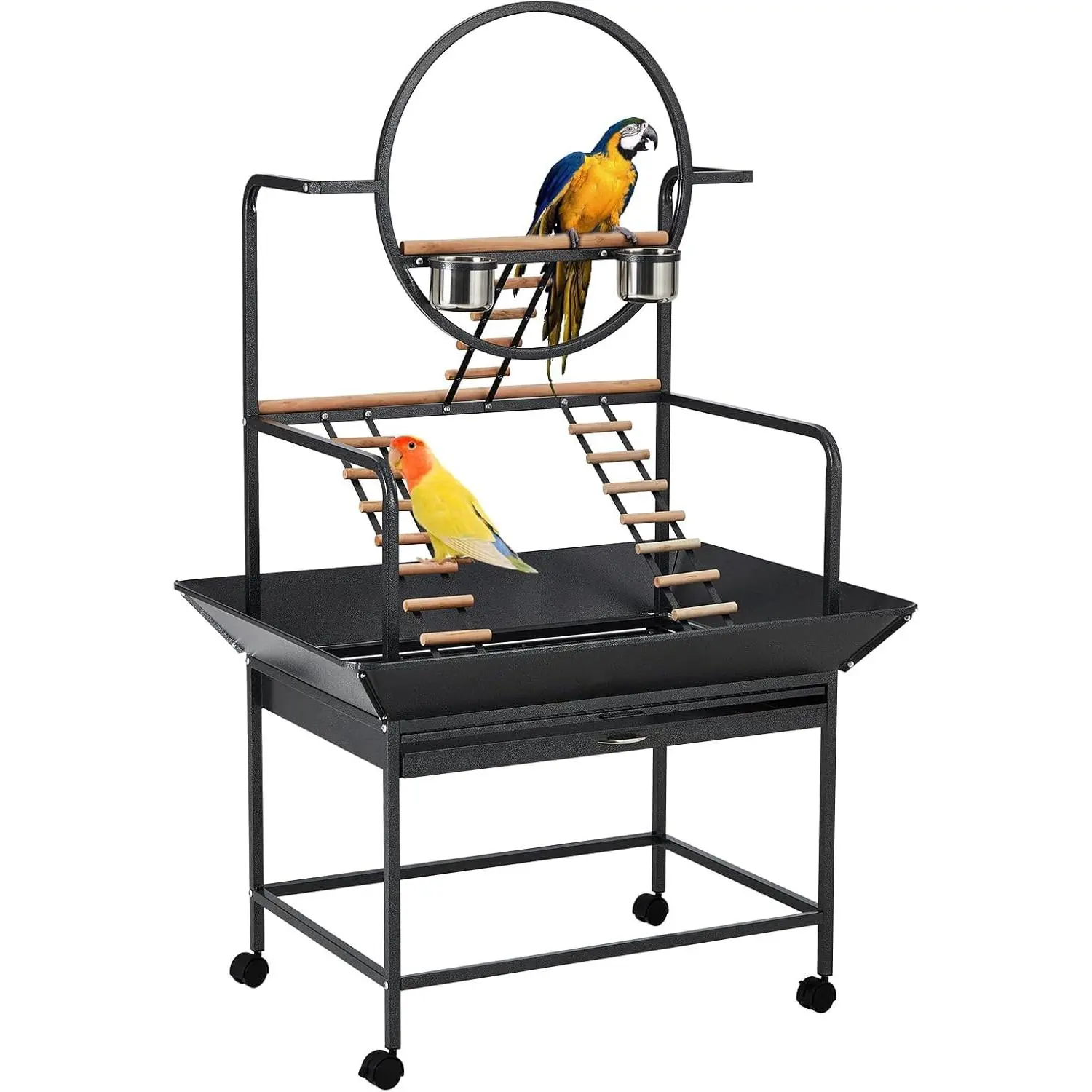 GARVEE Bird Playstand, 66 Inch Height Birdcage Stand Activity Play Center w/Perches and Ladders, Removable Tray, Indoor Outdoor Playground for Parakeet, Cockatiels Conures Macaw
