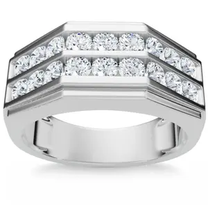 1/2Ct Men's Diamond High Polished Wedding Ring Lab Grown Anniversary Band