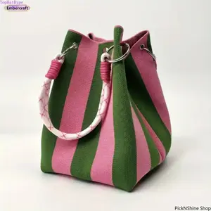 Women's Boho Woven Crochet Bucket Bag - Handmade Knitted Lightweight Shoulder Handbag, Ideal for Summer Beach Outfits, Travel & Daily Use