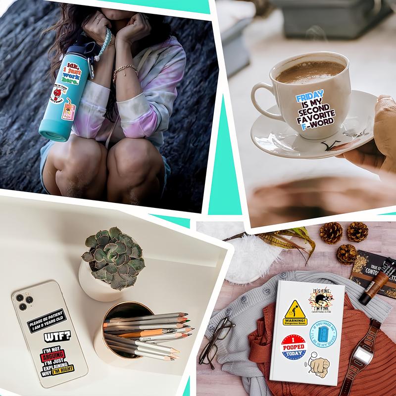 130PCS Funny Saying Sticker Pack - Snarky, Sarcastic Bold Humor Vinyl Waterproof Meme stickers for laptop, computer, water bottle, ipad, phones bumper folding chair sticker pack