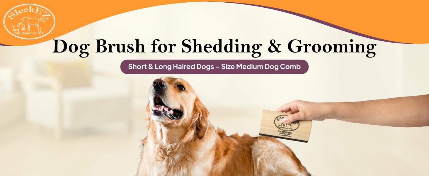 SleekEZ Dog Brush for Shedding & Dog Grooming Supplies |   Pet Hair Removal Tool |   Great For All Fur Types |   For Short, Medium, & Long Hair Pets |   Reduces Shedding by 95% |   Made in USA |   5 inch