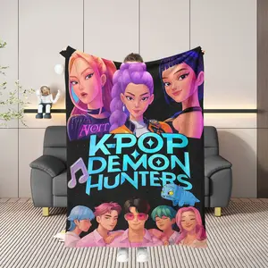 1pc Hunter Girl Poster Print Throw Blanket, 2D All-Season Gift, Comfortable Flannel Air Conditioning Blanket, Bedding, Travel, Christmas Present