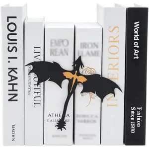 Metal Fantasy Dragon Shelf Decor - 4th Wing Dragon Silhouette Bookend Ornament for Fantasy Readers and Book Lovers, 6.7" Wide Standing Bookshelf Decoration