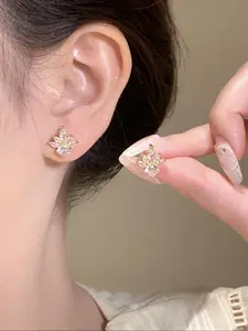 Elegant Vintage Diamond Ice Flower Earrings Set, Brass Material with Synthetic Zircon, Women's Fashionable Accessories for Mother's Day, Valentine's Day, Music Festival