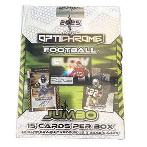 1 box of Leaf Jumbo 2025' OptiChrome Football Hobby Box - 12 Autographed numbered cards - 3 Base cards - game worn patch autographed cards