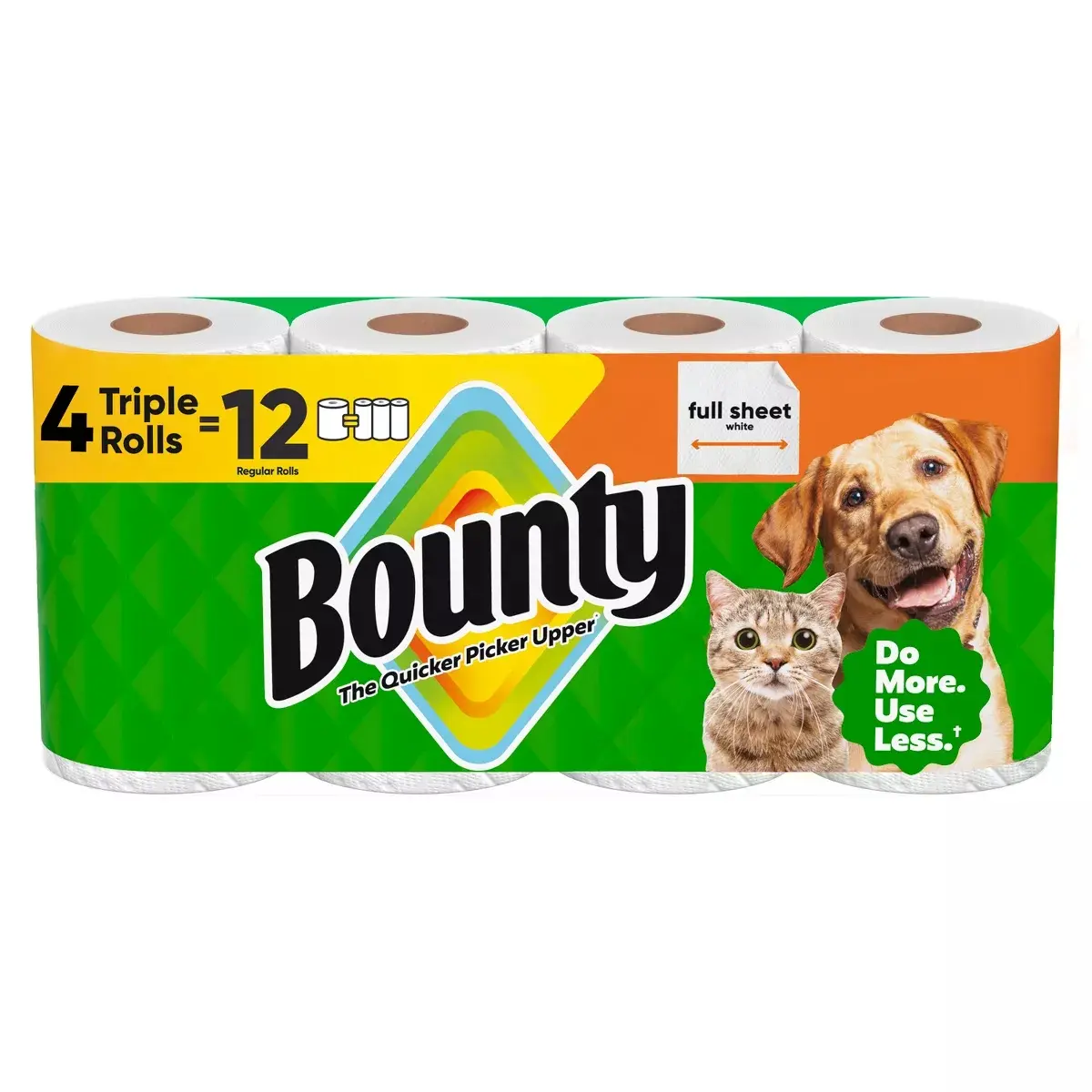 Bounty Full Sheet Paper Towels - 4 Triple Rolls - 2-Ply - 75 Sheets