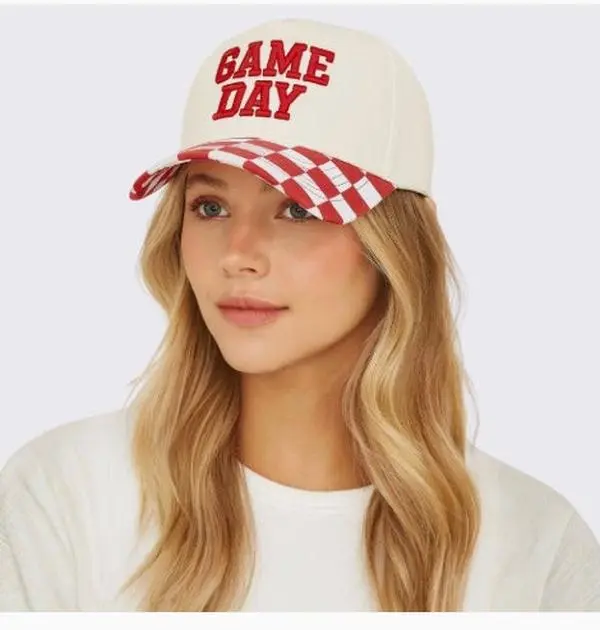 CC Game Day Checkard Baseball Cap Two Panel Checkard Print Baseball Cap 2