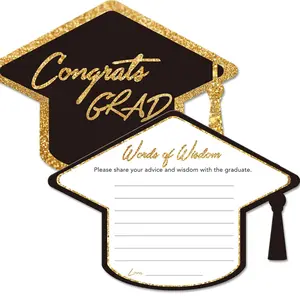 Set of 50 Graduation Advice Cards – Perfect for High School or College Parties, Guest Well Wishes, or Graduation Games – Elegant Black Design