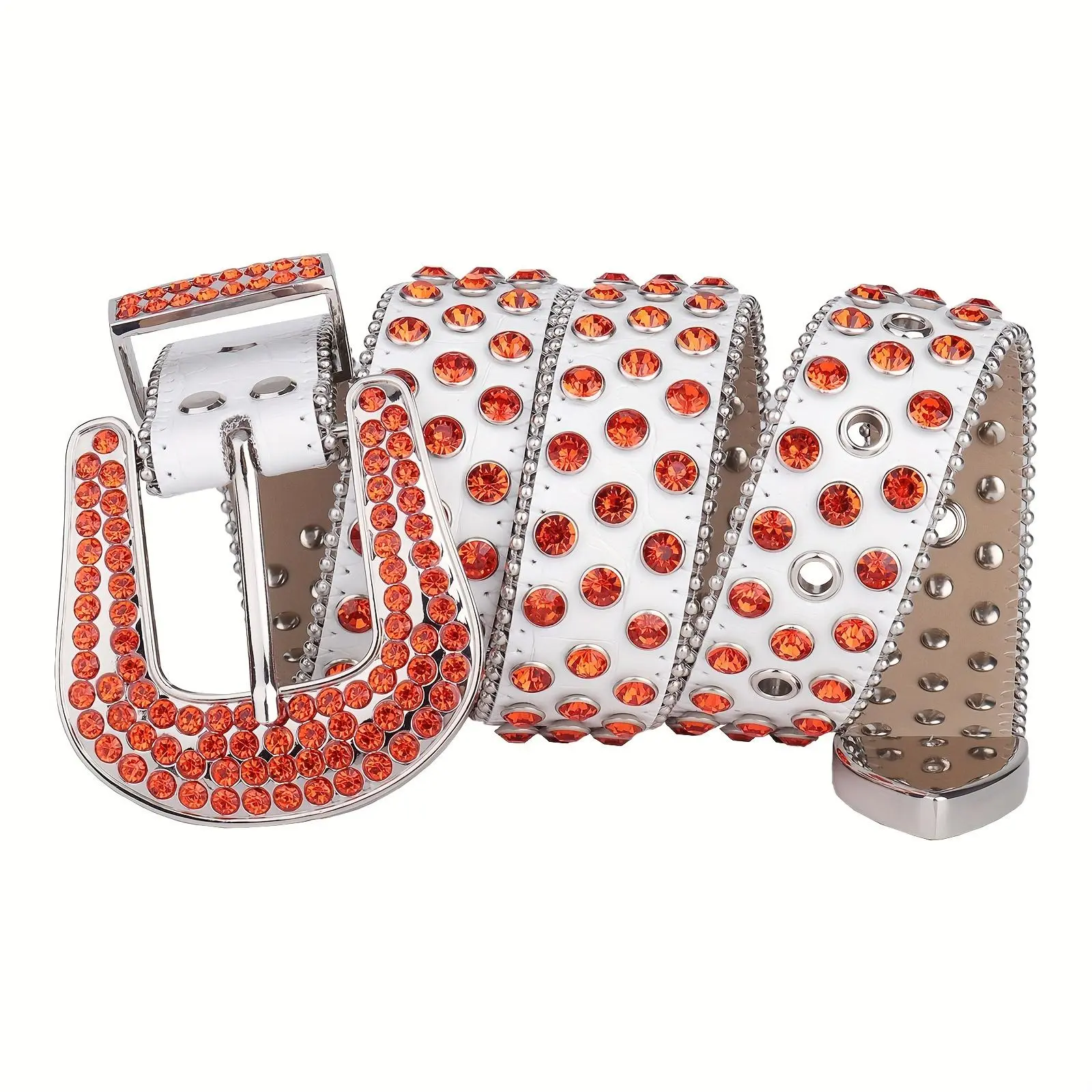 Handmade Orange Rhinestone Cowgirl Belt - Sparkling Wide Western with Beaded Accents | Festival & Party Statement Belt goth  belt