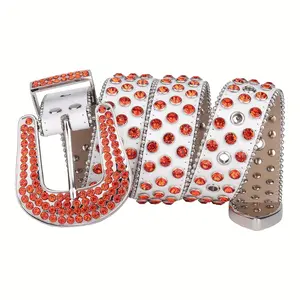 Handmade Orange Rhinestone Cowgirl Belt - Sparkling Wide Western with Beaded Accents | Festival & Party Statement Belt goth  belt