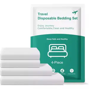 Disposable Bed Sheet, Quilt Cover and Pillowcase Set, 65x140cm Bath Towel and 30x65cm Towel, Hygienic and Convenient, Ideal for Business Travel and Hotels