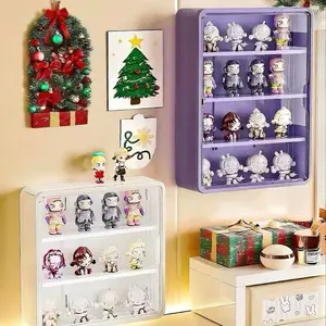 Large Wall-Mounted Display Shelf Storage Rack Organiser, 4/3 Layer Acrylic Box, Action Figure Holder, Space Saving, Transparent Compartments, Display Cabinet Collectibles