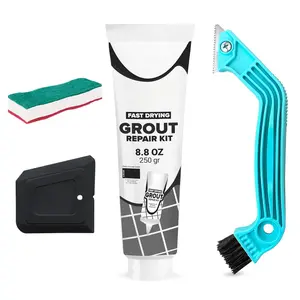 Tile Grout Repair Kit with  - Premixed  Sanded Grout Filler for Bathroom, Shower, and Kitchen, Includes Applicator Spatula, and Sponge - Black (8.8oz / 250g)