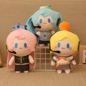 25cm Hatsune Miku Kawaii Q Version Figure Plush Doll Anime Peripheral Plush Stuffed Toy Collection Model Ornament Toy Girls Gift