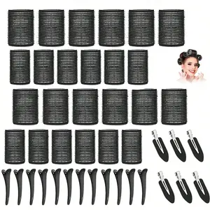 42-Piece Self-Holding Curler Set, Includes 24 Curlers & 18 Clips, Salon-Quality DIY Hair Styling, No Heat Curlers, Perfect for Home Use, Heatless Curling Set, Self Grip Rollers