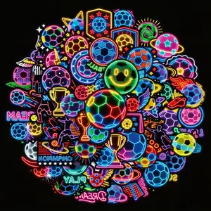 World Cup 2026 50 PCS Neon Soccer Sticker Pack.Soccer Theme Waterproof Stickers for Laptops Water Bottles Sports Gear, Journals Phone Cases Skateboards Luggage Box Party Gift Refrigerator Magnet Teen Adult Sticker