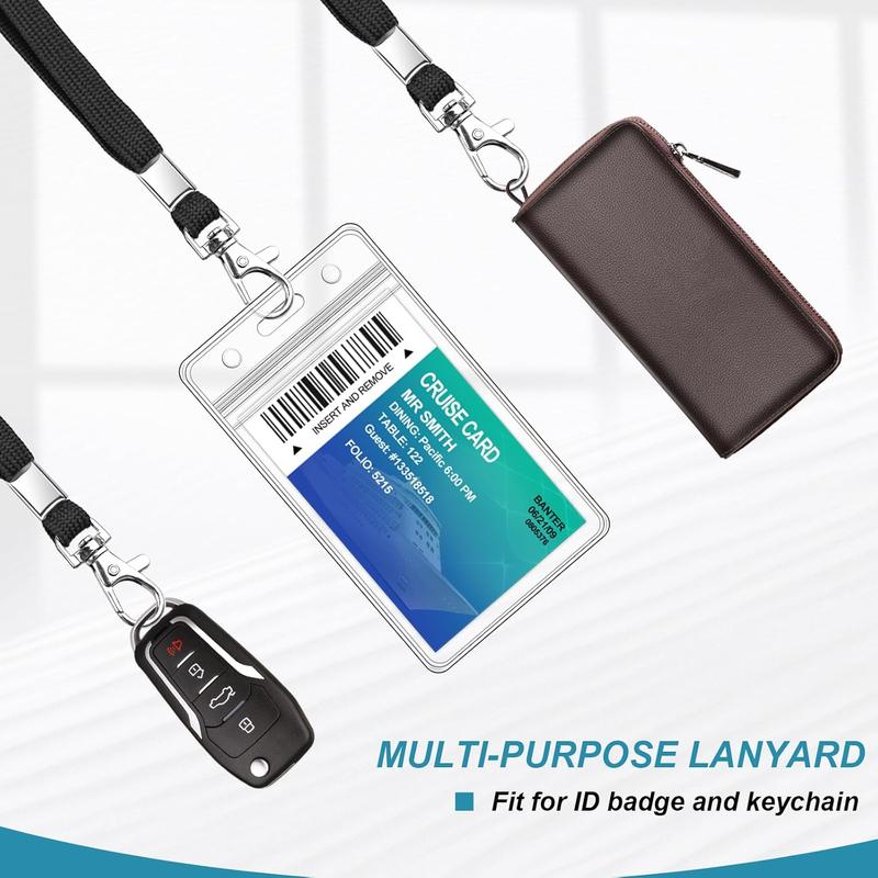 3 Pack Clear ID Badge Holder with Lanyard Black Lanyards with Vertical  ID Badge Holder for Office, School, Travel