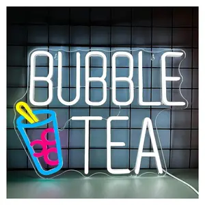 Sign Illuminated Bubble Tea Neon Signs For Wall Decor Milk Tea Light LED For Shop Display Windows, Music Restaurants , Cafes, Tables Sign Illuminated