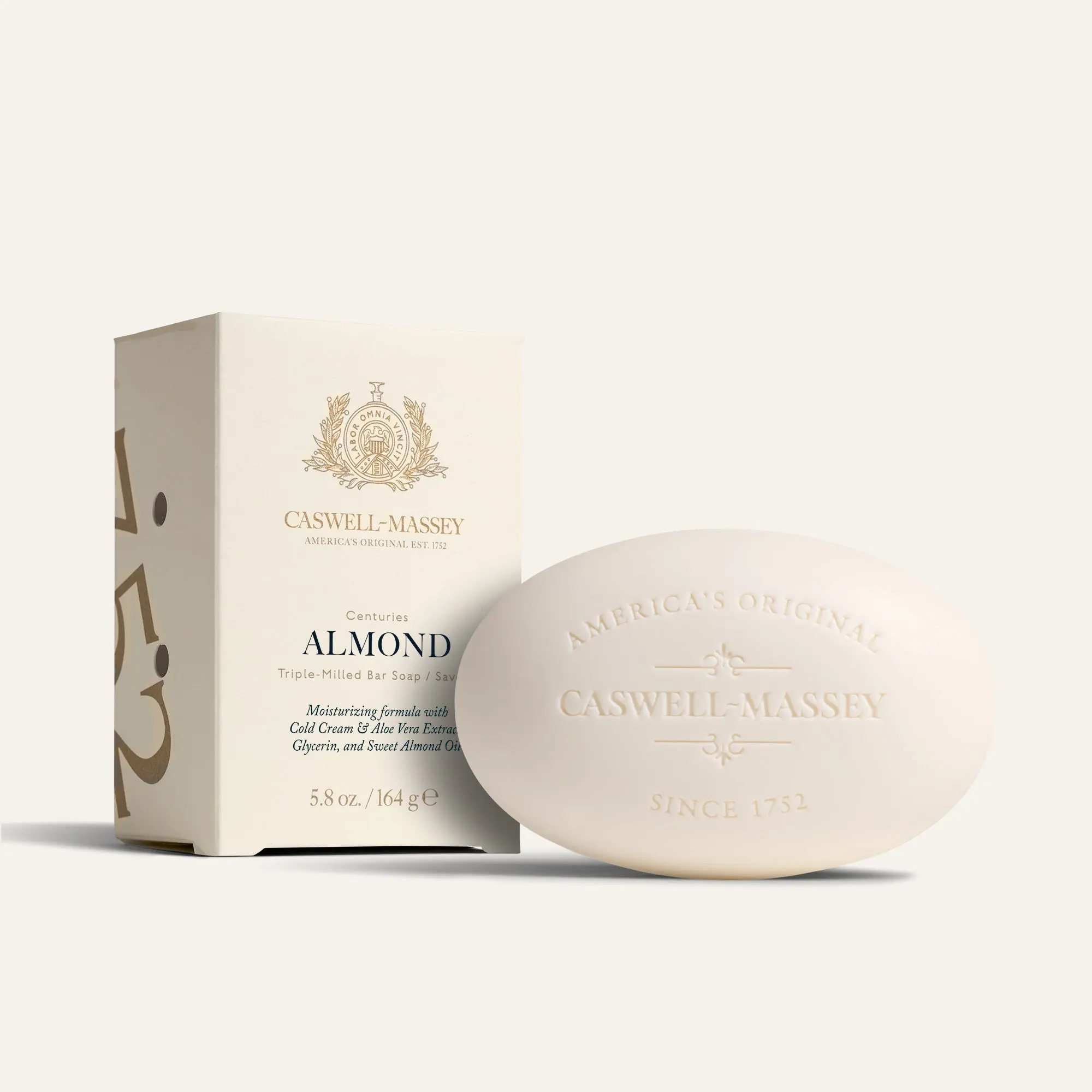 Caswell-Massey Almond Bar Soap | Triple-Milled Luxury Scented Bar Soap for Women & Men | Almond, Cherry, Salt | Moisturizing Body Care For All Skin Types | 5.8oz