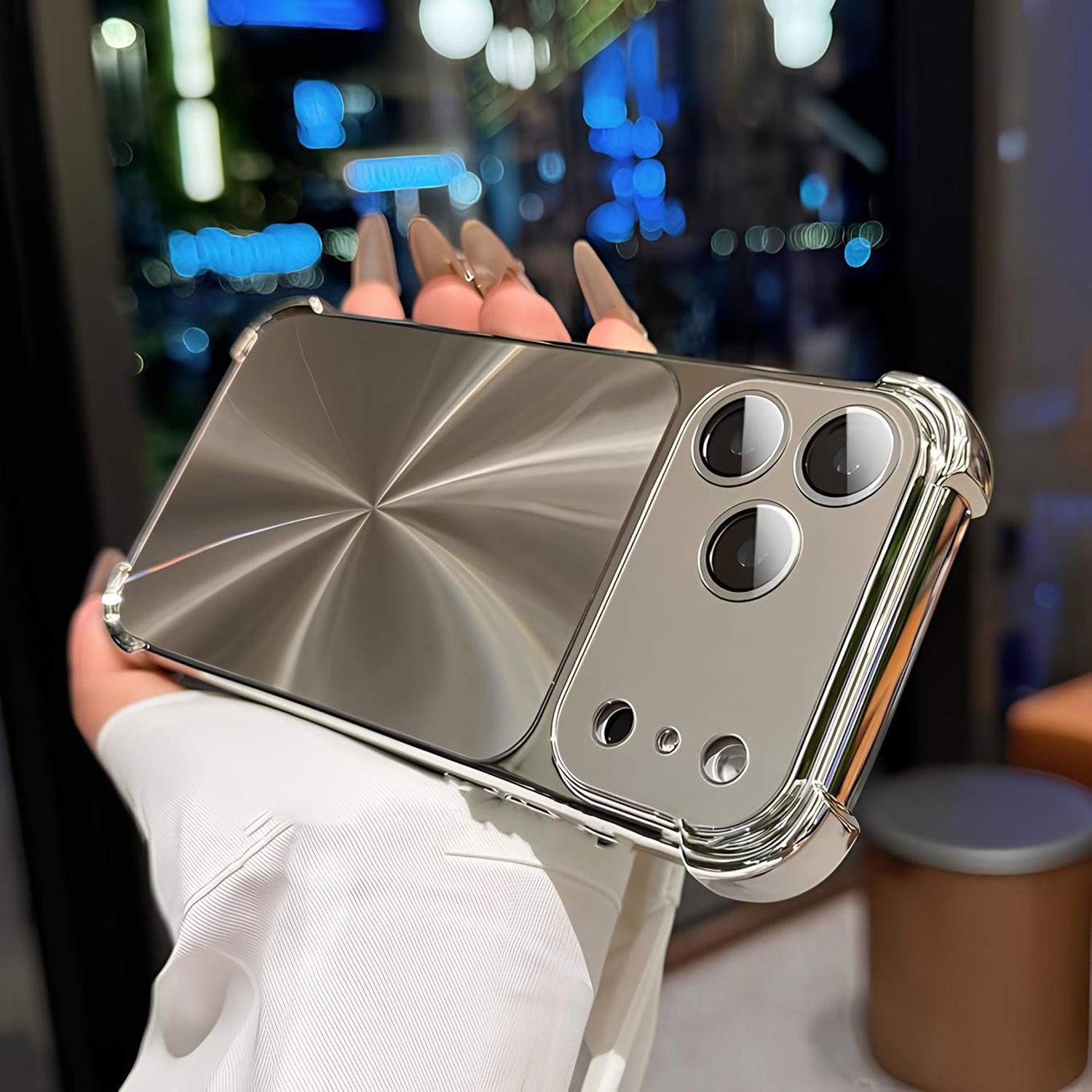 For iPhone 17 Pro Max 16 15 14 13 Case, Luxury Bling Electroplated Four-Corner Shockproof Case with Lens Protector, Titanium Anti-Scratch Military Grade Drop Protection Shockproof Phone Case