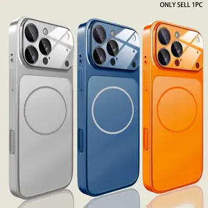 Magnetic frosted glass instant change 17 series compatible with MagSafe phone case suitable for iPhone 17 17Air 16Pro Max 15 14Plus 13 12 Pro Max supports wireless charging, large window electroplating AF coating oil layer anti pollution and anti fingerpr