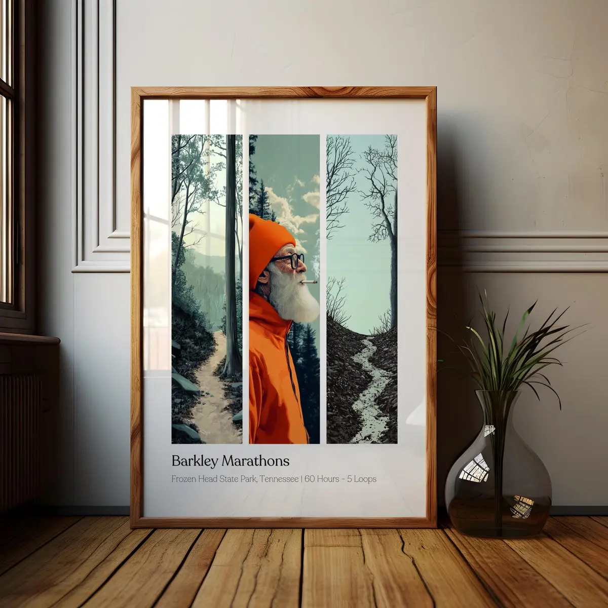 Endurance Running Wall Art, Barkley Marathons Ultra Marathon Poster, Tennessee Trail Running Print, Trail Runner Art, Ultra Runner Gift, 5 Size, 8x12 to 27x40 inch, Room Decor, Unframed