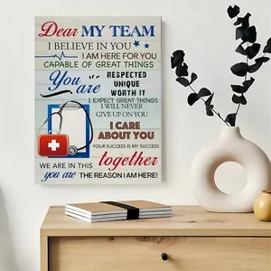 Framed Canvas 2D Flat, 1pc/2d Flat Healthcare Team Motivation Posters & Prints Package Style Wooden Frame, Canvas Artworks, Summer Decorations, , And Fade Resistant. Suitable for Bedrooms, Schools, Kitchens, Living Room, Families, Parties. Labor Day,