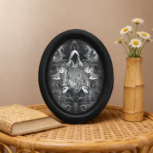 Dark Gothic Faceless Demon Wall Decor, Mystical All-Seeing Eye Oval Frame Art, Halloween Christmas Thanksgiving Holiday Decoration