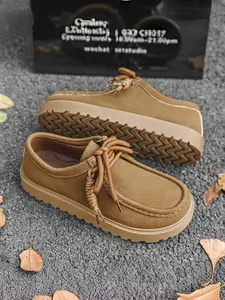 1 Pair of Men's Platform Casual Shoes: Retro Workwear Style, Personalized Thick Rope Laces + Anti-slip Wear-resistant Outsole, Ideal for Men's Daily Streetwear & Casual Outings