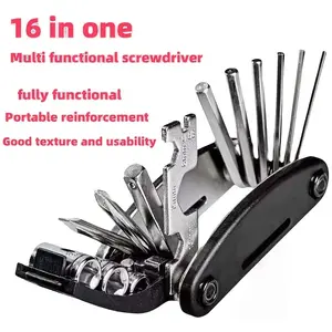 16-In-1 Bicycle Repair Tool, Foldable and Compact, Portable Bike Maintenance Kit, Ideal for Mountain Bikes and Motorcycles