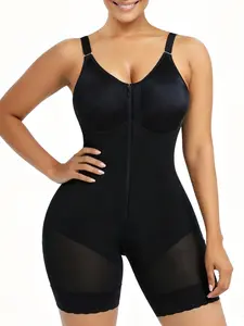 Women's Fajas Colombianas Moldeadoras Body Shaper Compression Garment Tummy Control Corset with Zipper Crotch Detachable Straps Butt Lifter Waist Black V-Neck Bodysuit comfortable shapewear tight-fitting jumpsuit Vneck Womenswear waist trainers girdles