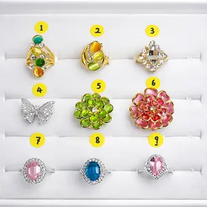 Luxury Crystal Statement Rings – 9 Styles | Flower, Butterfly, Halo, Princess Rings for Women