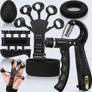 Grip Strength Trainer Kit (5 Pack), Hand Grip Strengthener, Finger Exerciser, Finger Stretcher, Grip Ring & Stress Relief Ball for Forearm Muscle Building, Hand Therapy and Injury Recovery  grip