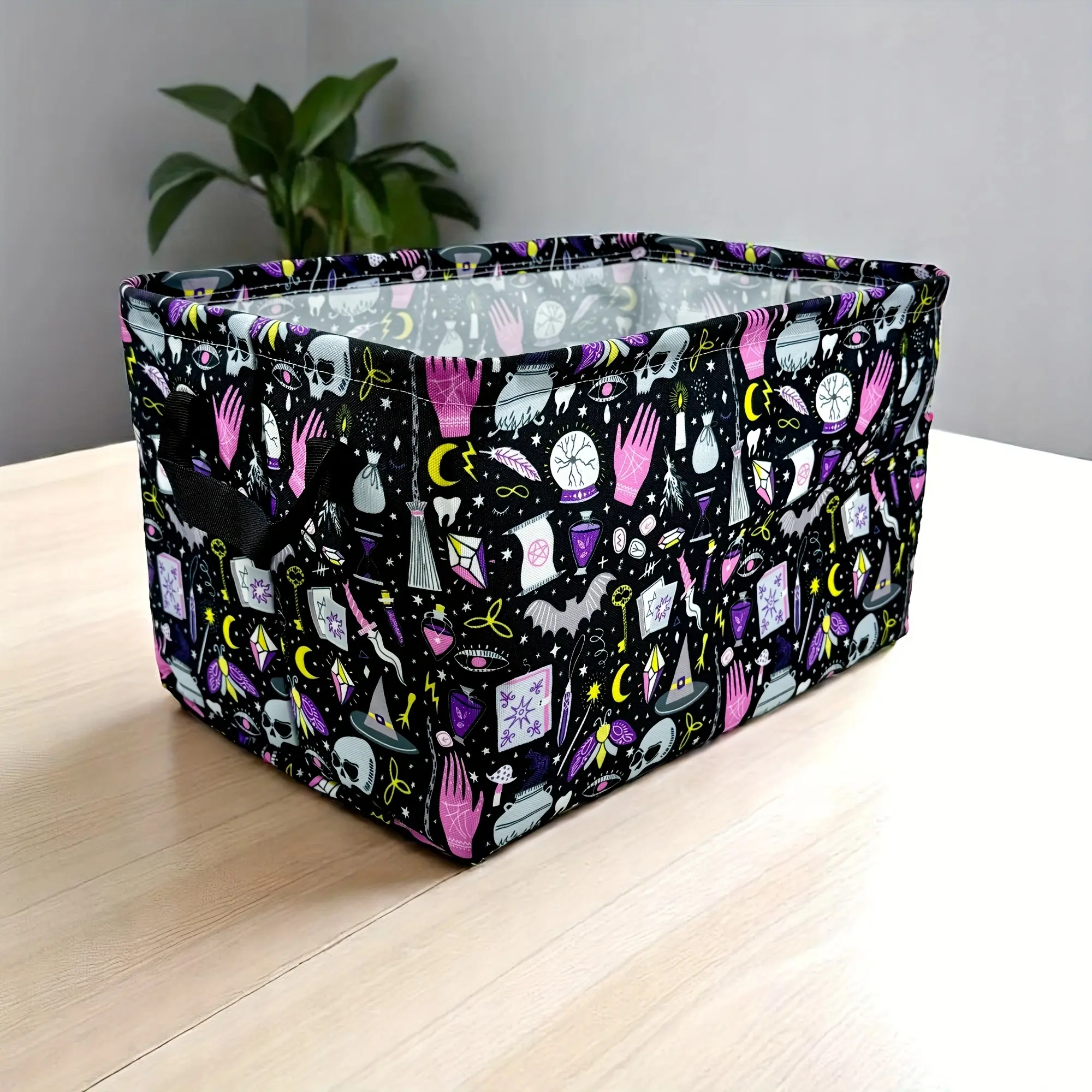 Witch Magic Storage Baskets Rectangle Girls Gift Storage Bin Laundry Hamper Fabric Organization Basket Box Nursery Hamper for Clothes with Handle, Gift Basket Teacher Basket Book Basket, Shelf Baskets ，foldable， laundry basket