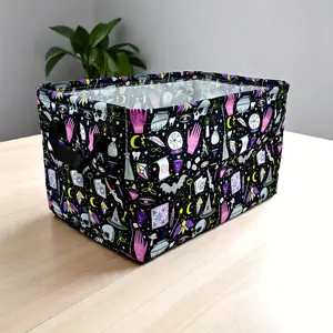 Witch Magic Storage Baskets Rectangle Girls Gift Storage Bin Laundry Hamper Fabric Organization Basket Box Nursery Hamper for Clothes with Handle, Gift Basket Teacher Basket Book Basket, Shelf Baskets ，foldable， laundry basket