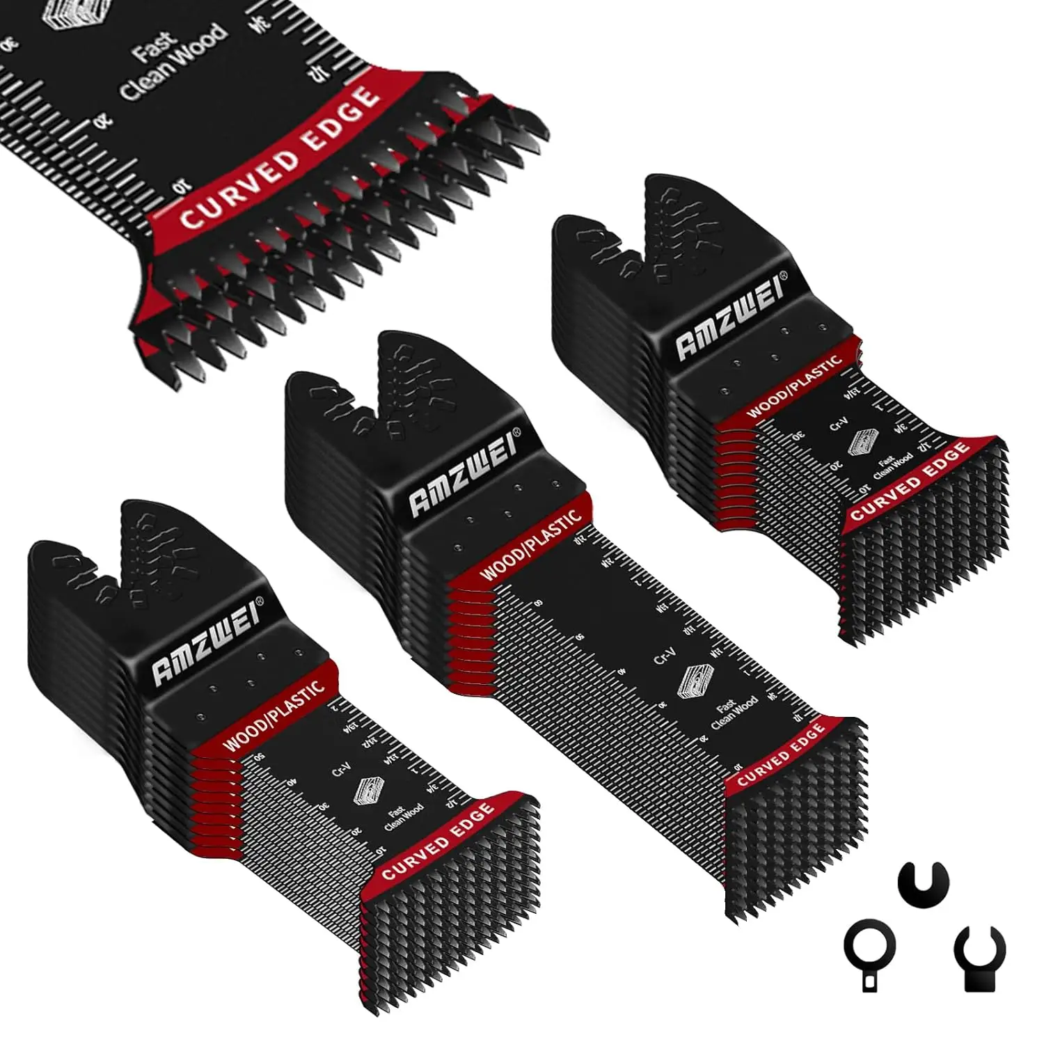 AMZWEI 30PCS Japanese Teeth Oscillating Tool Blade, CRV Extra Long Multi Tool Blade Kits Clean Cut for Wood,HCS Tool Blades for Wood Plastic Metal Nai