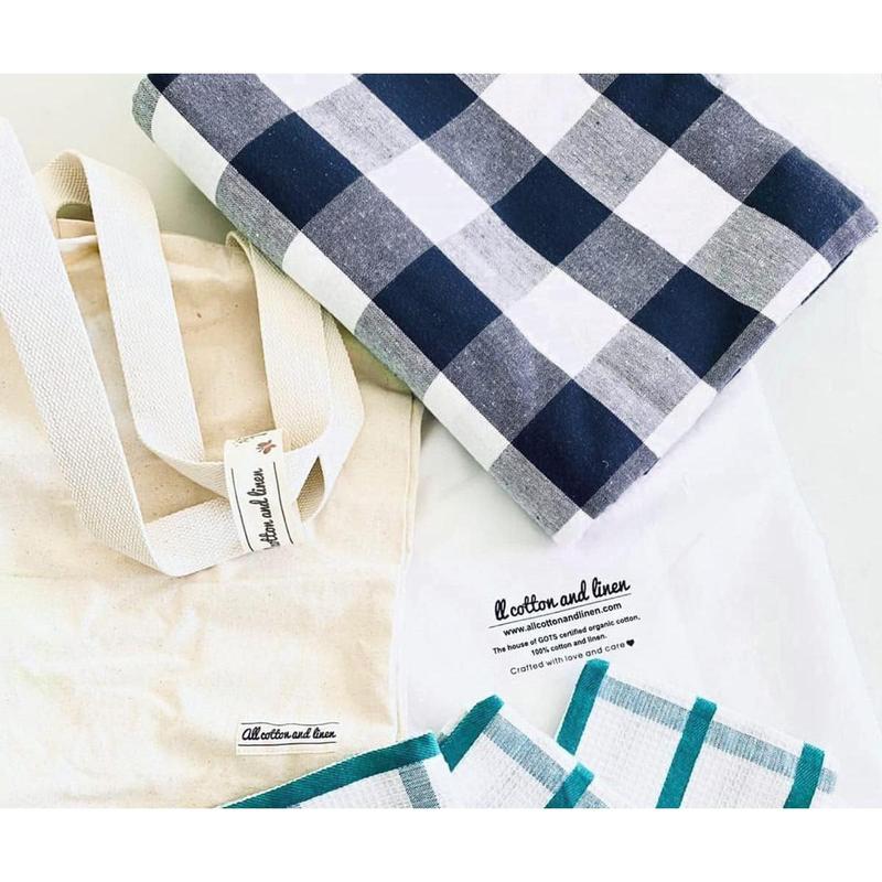 Navy Blue Cotton Tablecloth, 100% Cotton, Checkered Tablecloths, Farmhouse, Gingham Rectangle Tablecloth Heavy Duty Linen Checked Table Cover, Cloth Picnic Kitchen Dining 63x126 Navy and Cream