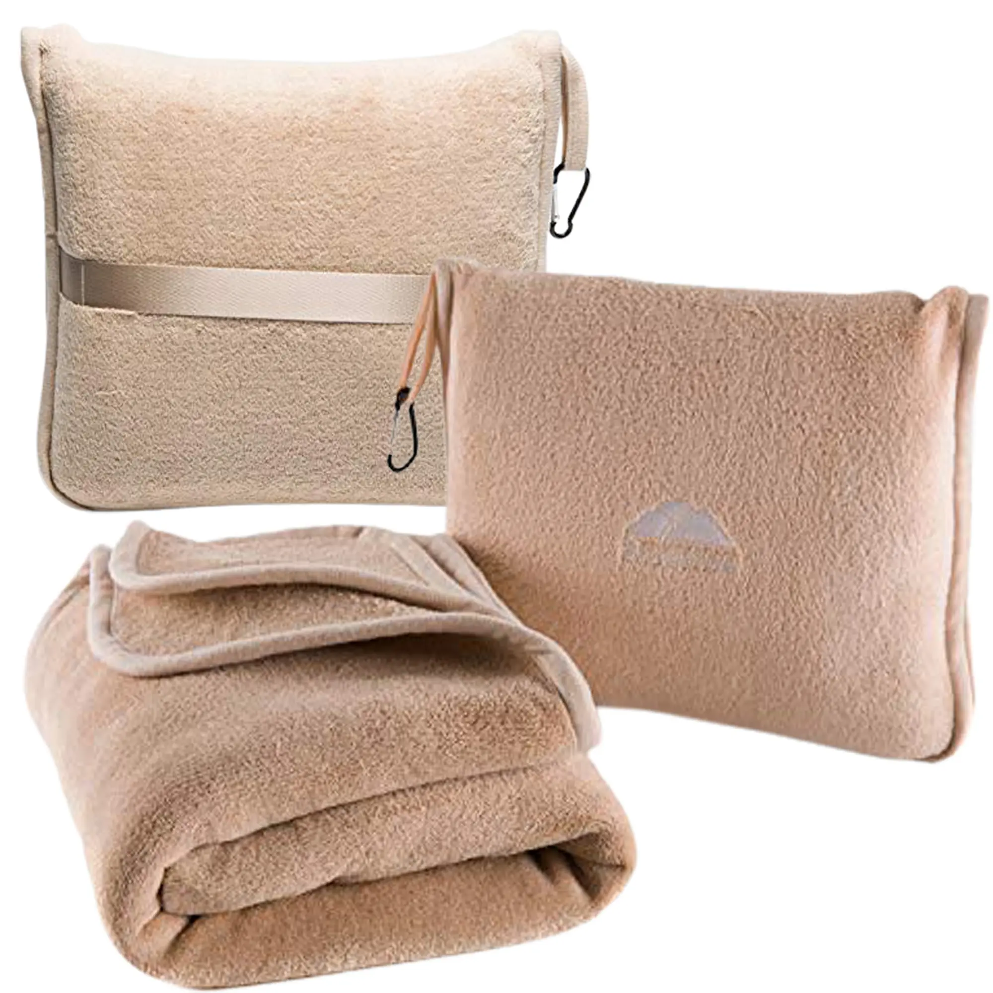 BlueHills Premium Soft Travel Blanket Pillow Airplane Blanket Packed in Soft – Travel Gift Beige T005