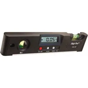 Digi-Pas Magnetic 9" Long 2 Vial Torpedo Level ABS Plastic, Black, 1 Plumb & 1 Level Vial DWL280