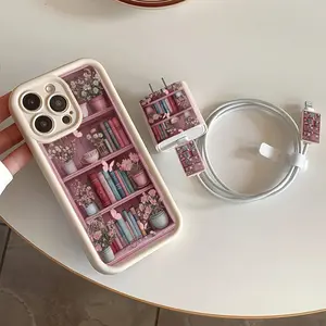 5 Piece Set Vintage Bookshelf Phone Case, Creative Minimalist Design, Anti-Drop Tpu Cover for iPhone Models, Perfect Gift Idea