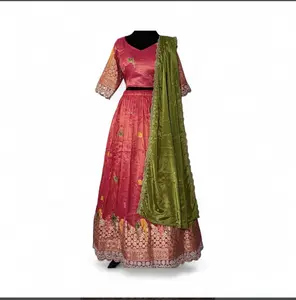 Embroidered Pink Lehenga Choli Set